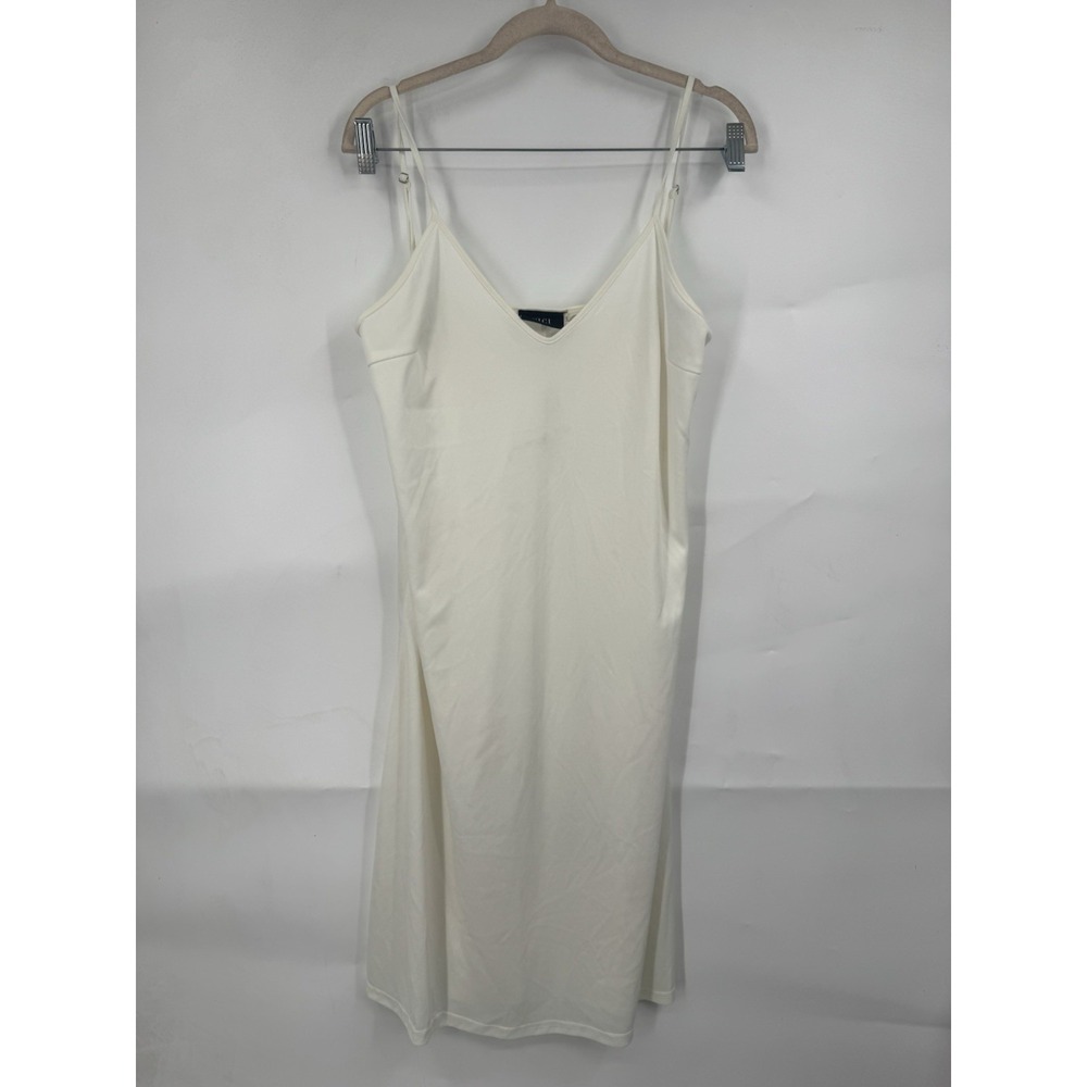 VICI‎ Slip Dress Women M Ivory Satin Midi Minimalist Coastal Fairycore Boho